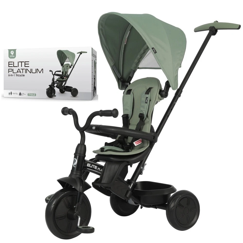 QPlay Elite Platinum 6-in-1 Trike [Green] Stroller | Pushchair | Tricycle