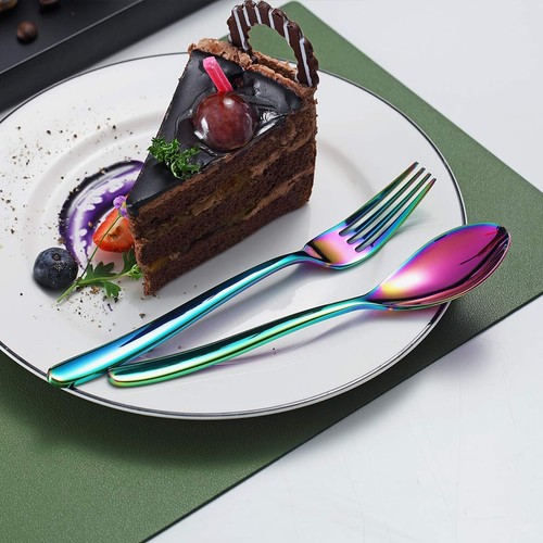 Rainbow Flatware Set 20 Pieces Stainless Steel Colorful Silverware Set Titani... - Picture 9 of 9