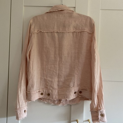 THE SHANTY Pale Pink Raw Edge Linen Jacket, XS/8, NWOT - Picture 2 of 8