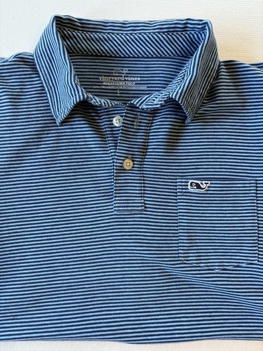 Vineyard Vines Shirt Edgartown Polo Boys Size Large/16 Short Sleeve Blue Striped - Picture 5 of 13