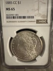 1885-CC Morgan Silver Dollar NGC MS 65