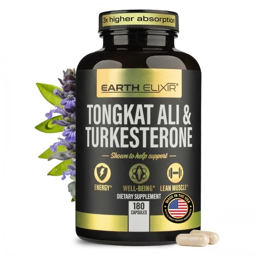 Earth Elixir Turkesterone 1000mg and Longjack 400mg Supplement 180 Capsules