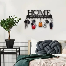 1pc Black Metal Wall Mount Key Holder Rack with 10 Hooks Sweet Home Design*