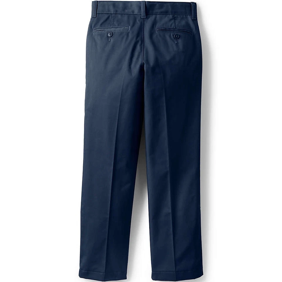 Pantalones chinos Lands' End mezcla de rodilla de hierro para niños azul marino frente liso recto talla 20 nuevos con etiquetas Foto 2 de 4