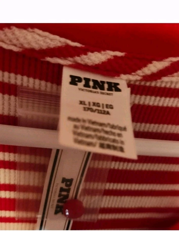 Victoria's Secret Pink One Piece Pajama XL Red & White Stripes - Изображение 4 из 4