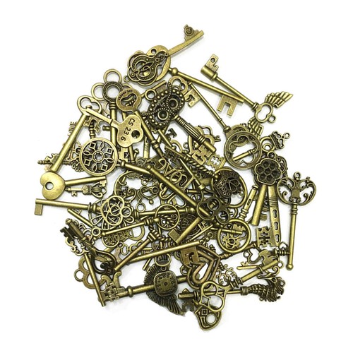 69PCS Old Vintage Antique Skeleton Keys Large Small Exquisite Shapes Diy Crafts - Picture 4 of 9