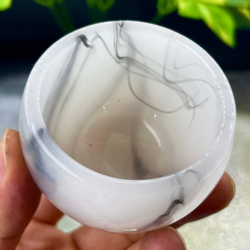 134G Art White Agate Bowl Agate Cup Ashtray Synthetic Quartz Crystal Healing - Picture 6 of 14