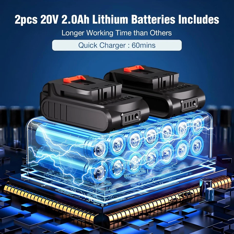 40V Cordless Leaf Blower 2x Batteries Charger 3in1 Vacuum Leaves Shredder 150MPH - Image 2 of 4