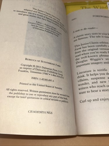 Junior Classics For Young Readers Book Lot Of 3 Pollyanna The Wind In The Willow - Picture 12 of 22