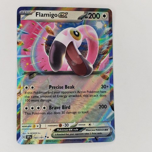 Pokemon Flamingo ex 160/191 Holo Ultra Rare Full Art Surging Sparks NM