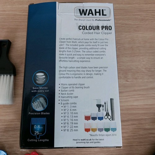 Wahl Colour Pro NIS Corded Hair Clipper Trimmer Hair Cutting Kit 9W Black White - Picture 6 of 11