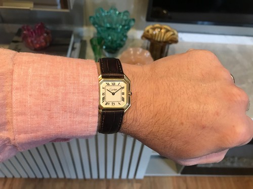VINTAGE 80’s CARTIER PRE-MUST OCTAGON ARGENT 925, 30MM GOLD PLATED - HAND WIND - Picture 4 of 24