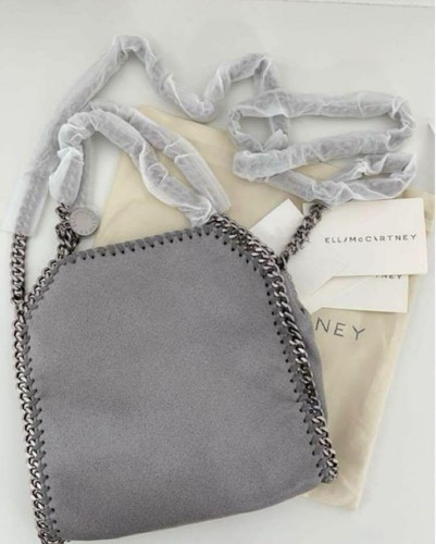 STELLA MCCARTNEY FALABELLA Chain Light Gray Mini Tiny Tote Bag Shoulder 2way New - Picture 1 of 6