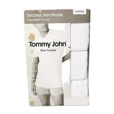TOMMY JOHN SECOND SKIN MODAL CREW NECK STAY TUCKED UNDERSHIRT 3 PACK WHITE XL