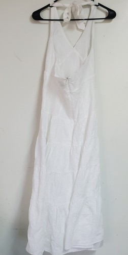 Cato Damenkleid weiß Baumwolle bestickt zum Binden um den Hals gefüttert Größe 10 - Bild 2 von 6