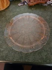 Vintage Jeanette Cherry Blossom Pink Depression Footed Glass 10" Serving Plate