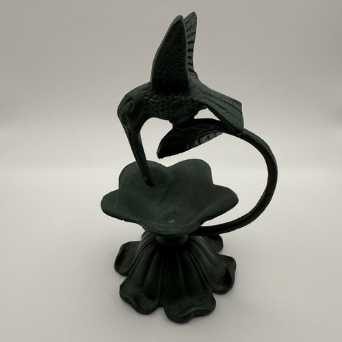 Vintage Bronze Kolibri Blume Figur Grünspan Patina 20+ Jahre Dekor Geschenk 6 Zoll - Bild 1 von 14