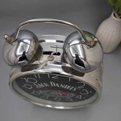 Jack Daniels großer Wecker 12 Zoll Retro Nachttisch zum Aufziehen Nr7 silber schwarz - Bild 5 von 13