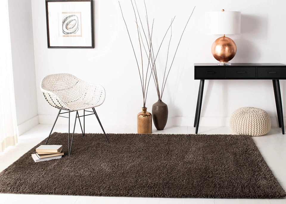 Alfombra August Shag Collection - 6' x 9', marrón, diseño sólido, sin desprendimiento... Foto 3 de 4