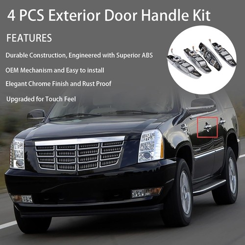 Manijas de puerta exteriores 4 piezas compatibles con Cadillac Escalade 2007-2014, cromadas - Imagen 4 de 5