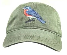 Eastern Bluebird  Embroidered Cotton Cap Hat Bird Ornithology
