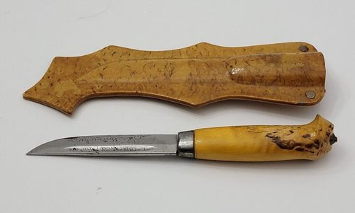 WW2 US Airforce Named POW Finnish Puukko Knife w/ Wood Sheath E338 - Picture 4 of 24