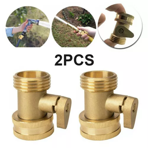 2PCS 3/4" Brass Garden Hose Shut Off Valve Water Pipe Faucet Hose Connector Set