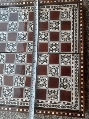 Backgammon Inlaid Mother of Pearl 20" Handmade 30 Pieces Handmade Made In Egypt⚪ - Picture 17 of 22