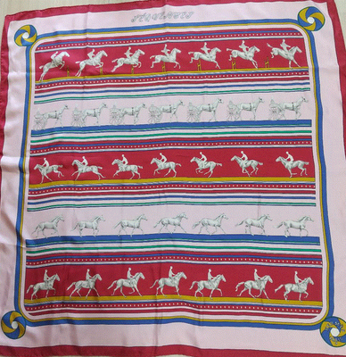 HERMES Carre 90 SEQUENCES Horse vintage Silk Scarf Rare Excellent 