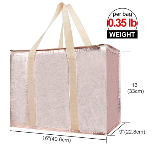 Durable Foldable Gold Insulated Grocery Shopping Bags - Keep Food Fresh - Picture 4 of 8