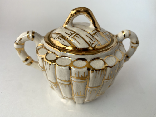 Vintage Arthur Wood #4380 White & Gold Porcelain China Teapot, Cream & Sugar - Foto 13 di 16
