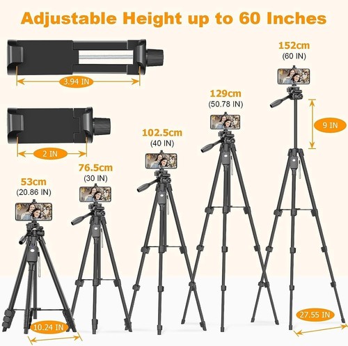 Treppiede Treppiedi Professionali per Fotocamera con Piastra a Sgancio Rapido, Treppiede 60" per Came - Foto 4 di 7