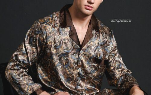 2nd Item FREE SHIP Mens Silk Satin Pajamas set Pants Pocket PJ Lounge Sleepwear - Picture 12 of 18