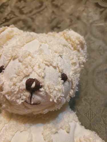 Vintage Chenille Teddy Bear Bedspread Handmade Stuffed Animal 15” Lt Yellow - Picture 12 of 12
