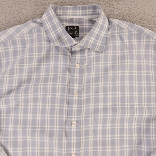 Jos A Bank Shirt Mens XL Blue Check Plaid 100% Cotton Tailored Fit Signature - Picture 3 of 11