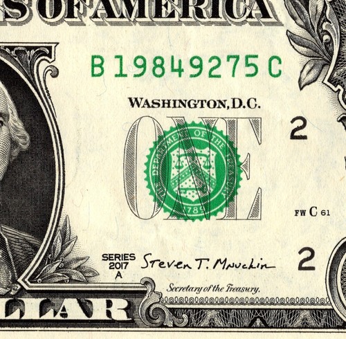 1984 Year Note Fancy Serial Number One Dollar Bill B19849275C