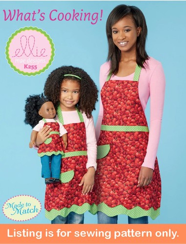 SCHNITTMUSTER Damen Mädchen 18" Puppe Schürze Mutter Tochter passt American Girl 255 - Bild 1 von 3