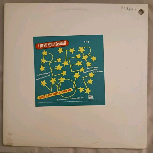 Peter Wolf 12" Maxi- Single - "I Need You Tonight" Dance & Edit Mixes/Dub Mix - Picture 1 of 8
