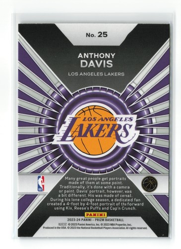 ANTHONY DAVIS #25 2023-24 PANINI PRIZM LAKERS DOMINANCE - Picture 2 of 2