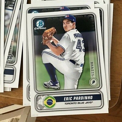 #STG-EP Eric Pardinho Blue Jays RC 5x7 ed/49 made 2020 Bowman Spanning The Globe