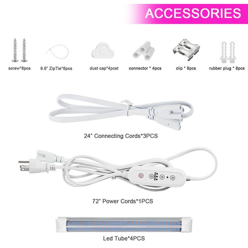 20W 2F T8 Pack LED Grow Lights Full Spectrum T8 2Foot LED Linkable Light Fixture - Picture 11 of 11