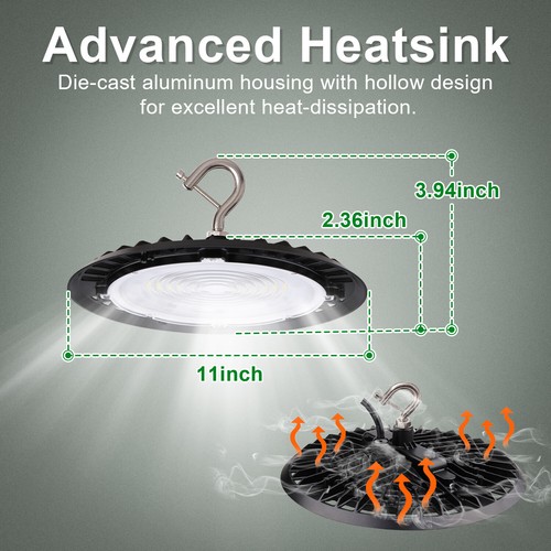 2Pcs 150W UFO LED High Bay Light with US Plug 21000lm Warehouse Are Light 5000K - Picture 3 of 8