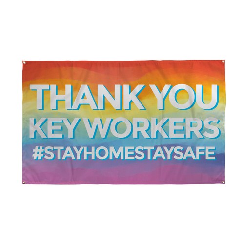 Stay Home Stay Safe NHS Window Fabric Banner Eyelets 2 Suckers *Donation Made* - Picture 2 of 2