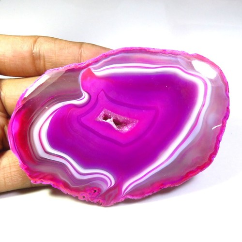 Slice Geode Cabs 93x61mm Pink Smooth Agate SLICE 303Cts Natural Gemstone BS-1033 - Picture 3 of 9