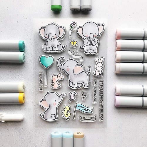 Juego de troqueles y estampillas de corte Thanks a Ton Elephants con conejos y amigos - Sueña en grande - Imagen 4 de 20
