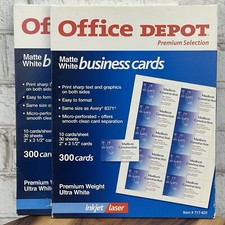 Office Depot Premium Matte White Buisnes Cards 2"x 3 1/2" 300 Cards Lot 2