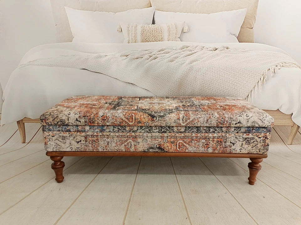 Compartimento de almacenamiento, banco tapizado, muebles bohemios, organizador de entrada Foto 4 de 4