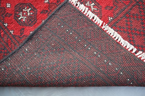 2x9 Traditional Bokhara Wool Runner – Deep Red with Classic Medallion Pattern. - Picture 13 of 13