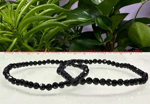 Großhandel 6Stück Natürliche Schwarz Spinell 3mm Facettiert 19cm Stretch Armband - Bild 4 von 5