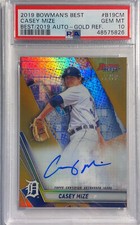 CASEY MIZE 2019 BOWMAN'S BEST GOLD REFRACTOR AUTO #D /50 PSA 10 GEM MINT POP 5